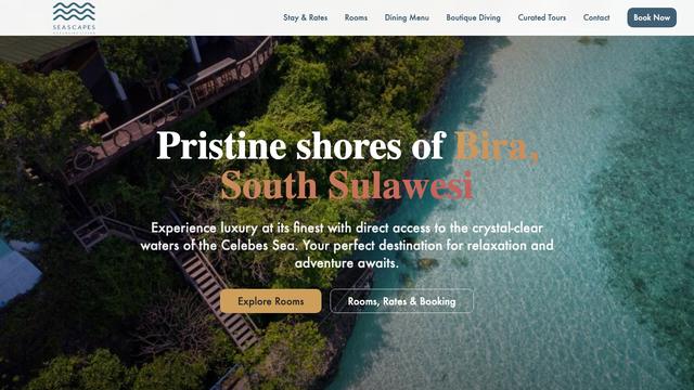 The Seascapes Bira website homepage